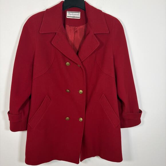 Vintage Mackintosh Over Car Pea Dress Coat Jacket Womens Pure Wool USA Red 2X - Picture 9 of 9